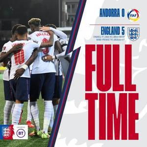 世预赛-格拉利什替补造点+破门桑乔两助 英格兰5-0胜安道尔