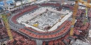 广州专业足球场施工空拍视频：年底前可能完成地面全部混凝土浇注