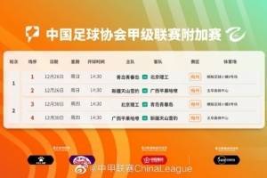甲乙附加赛对阵日程表：12月26日首回合，12月30日次回合